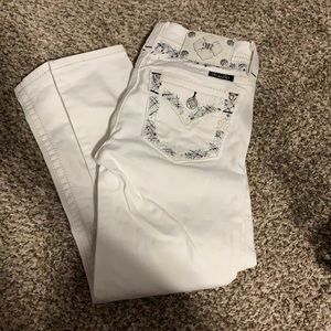 Miss me white skinny crops